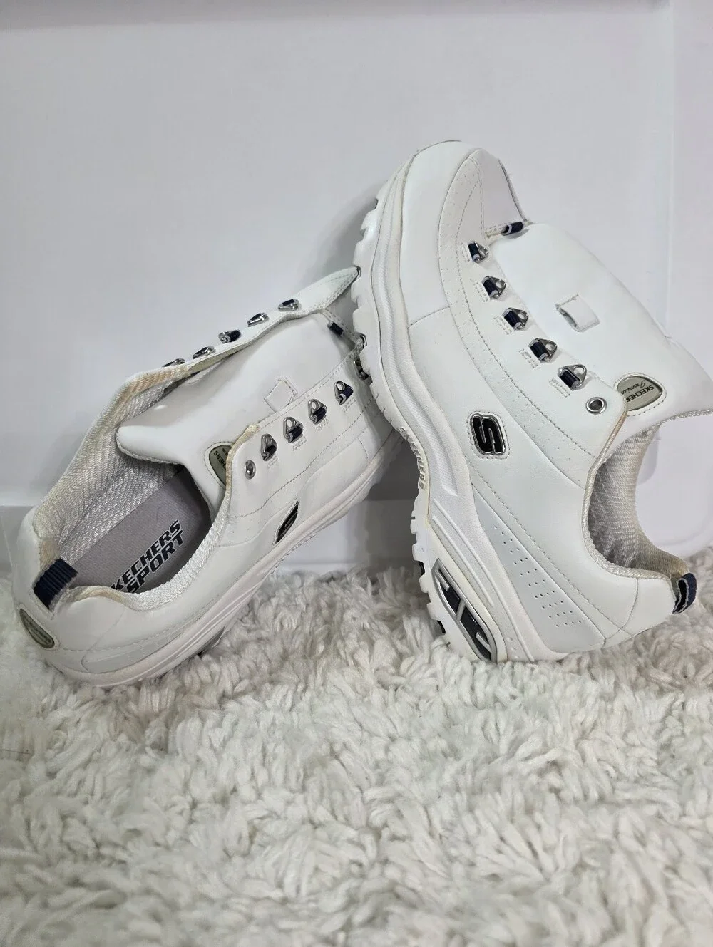 Skechers S Sport Off White Platform Chunky Sneaker, Size:10